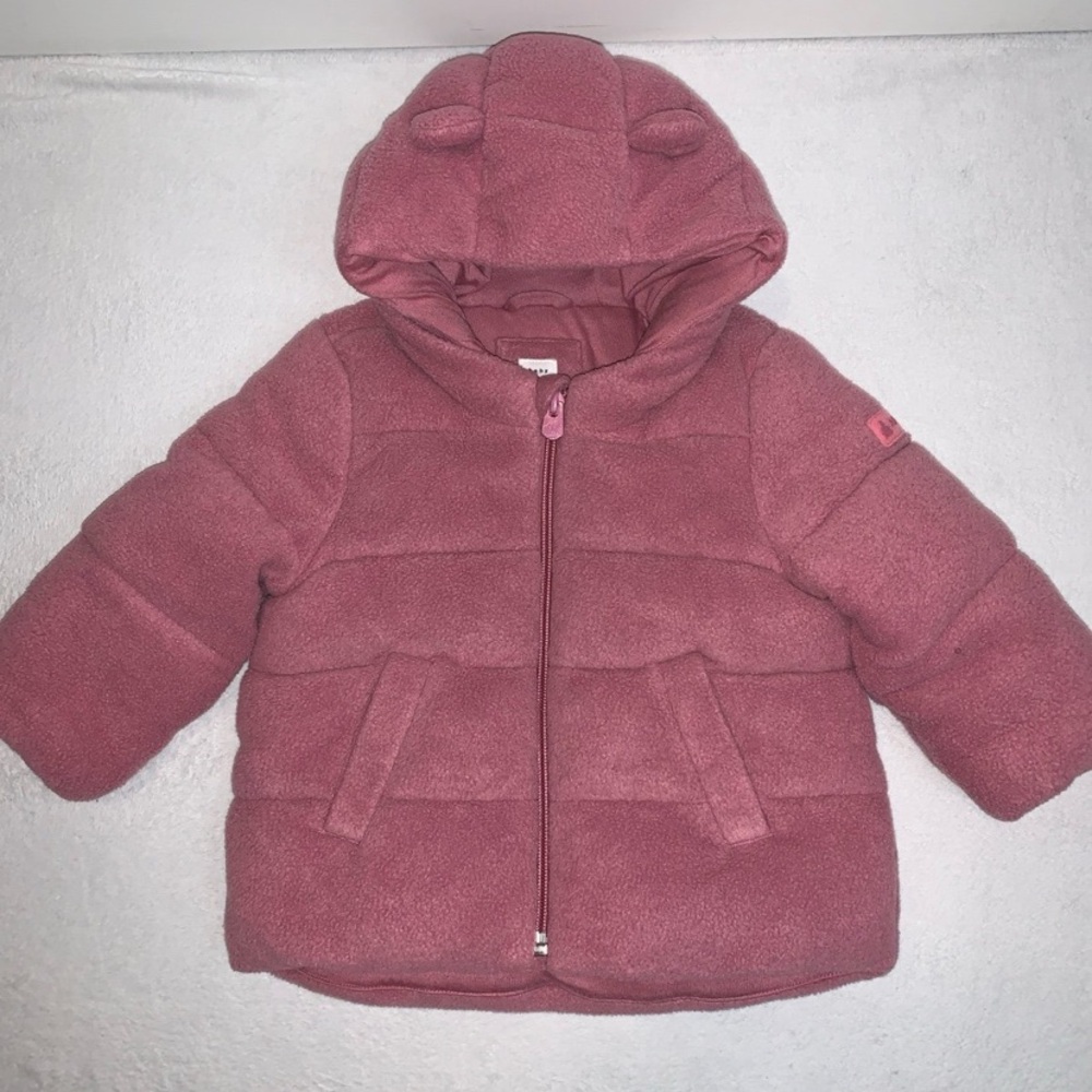 Baby GAP Hooded Fleece Puffer Coat Size 18-24 Months